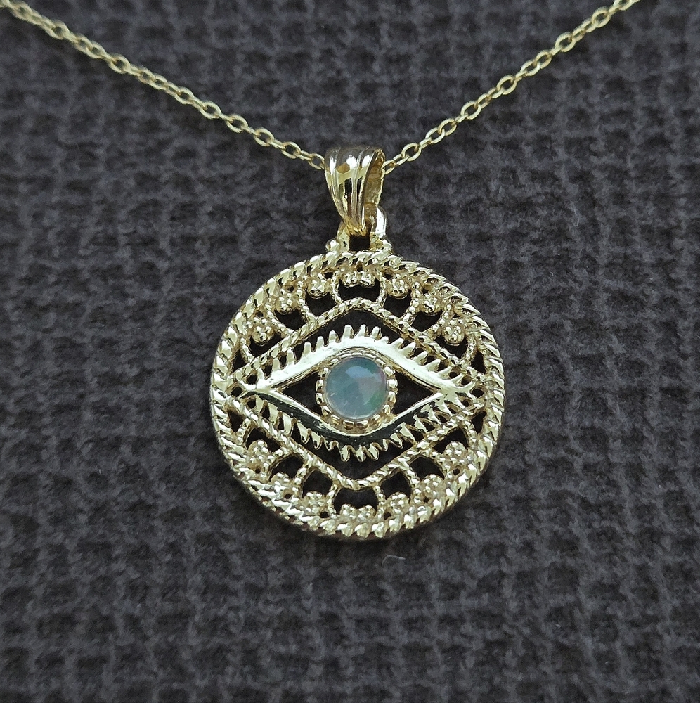 Shivam Ethiopian🇪🇹 Opal Evil😈 Eye👁️  Pendant Necklace - NWT - Picture 12 of 15